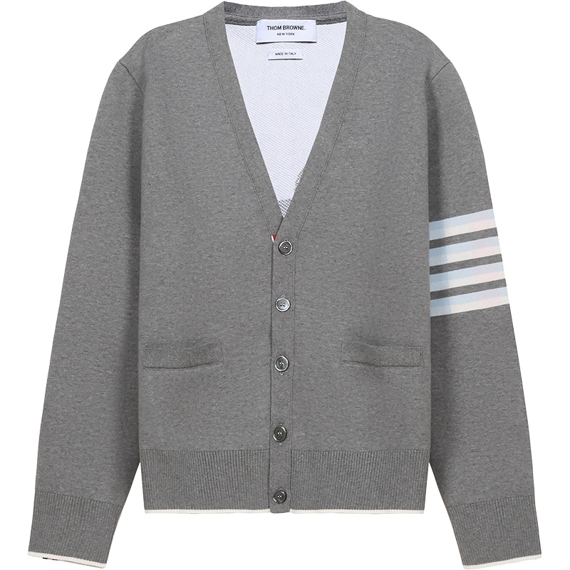 THOM BROWNE 汤姆·布朗 男士棉质V领针织衫开衫 MKC285A 00219
