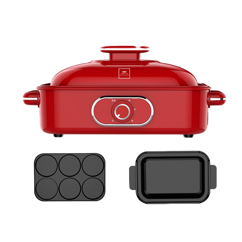 美国康宁 多功能料理锅烹饪锅烤肉机火锅电烤盘烧烤炉家用网红锅小方锅WK-MCP/KZ