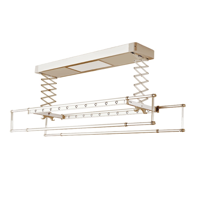 凡帝亚自动升降晾衣机4杆伸缩遥控控制遇阻即停晾干伸缩最长2.4米--豪华版--伸缩4杆+LED照明+烘干杀菌+香槟金