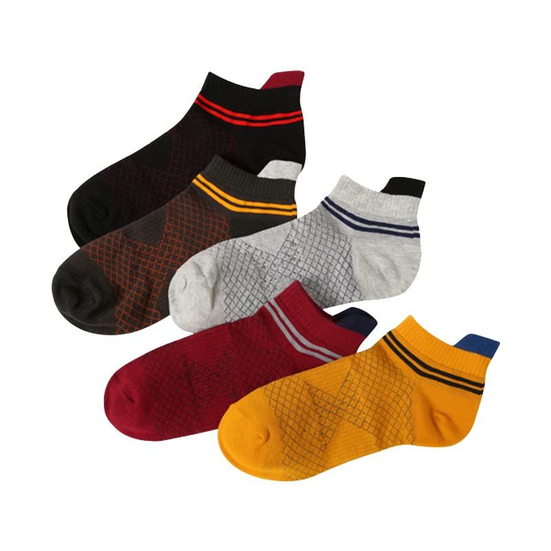 猫人(MiiOW)新款男士棉短袜纯色时尚舒适透气混色５双装