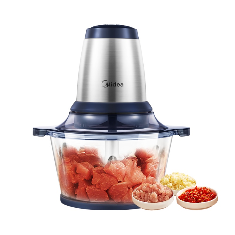 美的多功能绞肉机搅拌机家用电动小型碎菜料理机加厚玻璃约2L大容量纯铜电机打蒜蓉辣椒酱MJ-LZ25Easy225