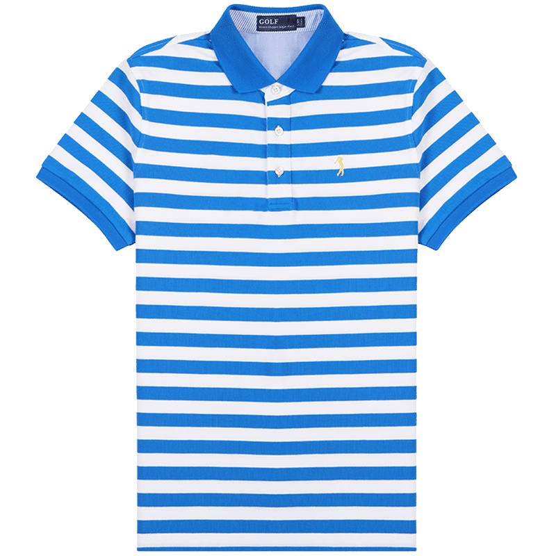 GOLF/高尔夫夏装T恤男装海军风细条纹上衣短袖POLO衫男 多色