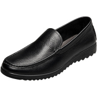 康奈男鞋 秋季真皮纯色圆头平跟套脚休闲鞋男轻质舒适商务休闲鞋1167849