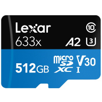 雷克沙(Lexar)TF卡512G U3高速633X 手机内存卡512GB 大疆无人机行车记录仪监控存储卡读95M