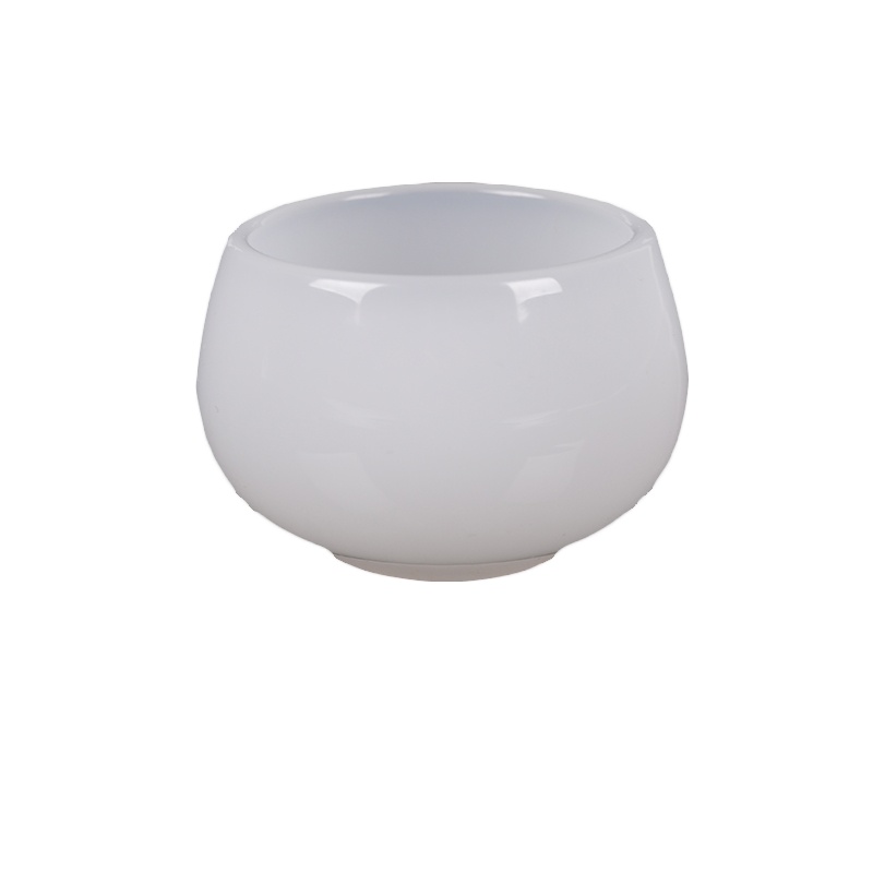 唐宏坊 玉瓷茶具 白瓷玻璃耐热分茶器三才茶碗琉璃主人杯盖碗公道杯玻璃琉璃单杯功夫茶具 大号玉瓷茶杯款二