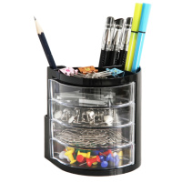 得力9133多功能笔筒(黑)(单只装)