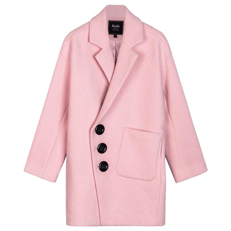 拉夏贝尔Puella秋冬装新款韩版直筒显瘦中长款毛呢外套女2T010791