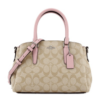 COACH 蔻驰 奢侈品 欧美时尚女士卡其粉色人造革手提单肩斜挎包