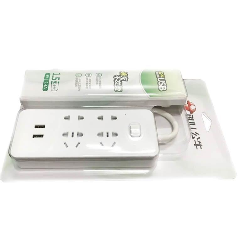 (HD)公牛(bull) 四插位 双USB 1.5米接线板 新国标 GN-UUA124 (单位:个)