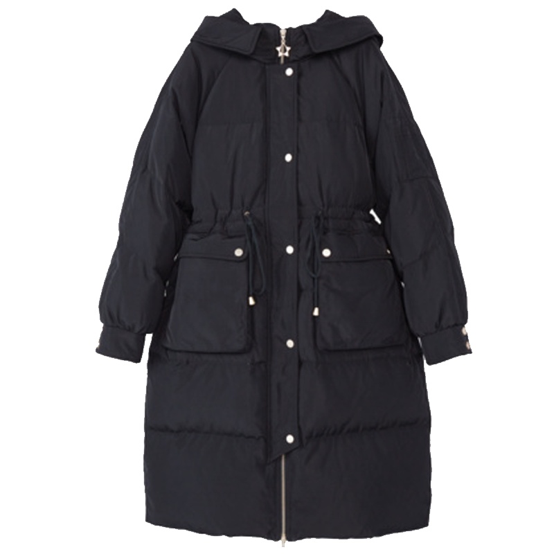 【专柜同款】拉贝缇粉色羽绒服女拉夏贝尔2019冬季新款黑色时尚中长款过膝外套60008630