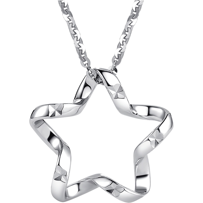 周大生铂金吊坠女款PT950可配锁骨链挂坠白金星星吊坠送女友礼物