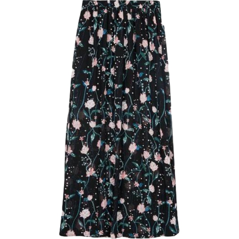 拉夏贝尔2021夏季新款半身裙女中长款花色韩版高腰a字显瘦百搭