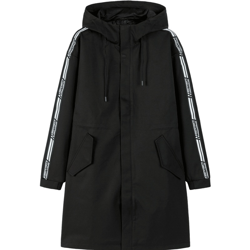 【满198减100预估价：91】森马宽松外套男2020春季新款中长款撞色字母印花织带拼接风衣潮流