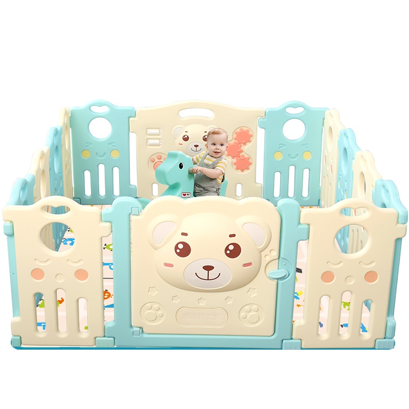 澳乐(AOLE-HW) 爬行垫围栏儿童游戏围栏学步护栏宝宝围栏爬行安全栅栏玩具 萌萌熊围栏14+2