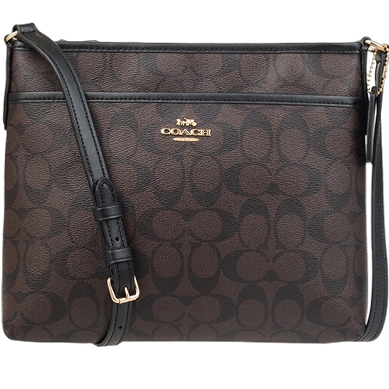 [直营]蔻驰(COACH) 撞色经典C纹印花休闲涂层帆布/ 提花织物拉链款单肩包斜挎包 女包