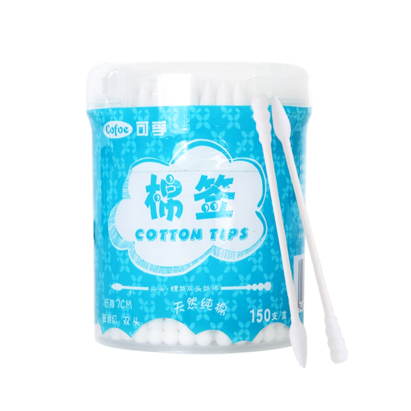 [300只]可孚棉签一次性医用脱脂棉花双头棉签棒伤口清洁护理150支/盒*2盒装螺旋尖头款 棉签\棉球 Cofoe