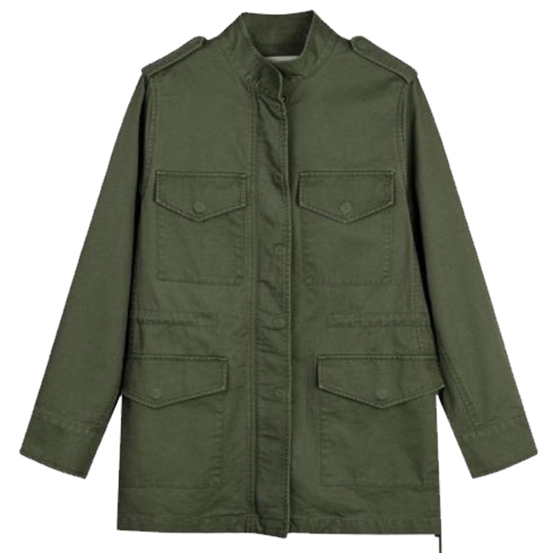【热卖】拉贝缇工装外套女春季短款学生复古军绿色夹克外衣bf潮60006371