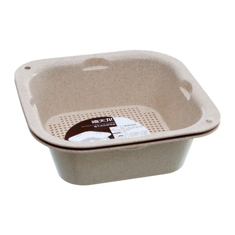 禧天龙塑料沥水篮家用厨房小麦秸秆洗菜盆洗菜篮子淘米洗水果神器FS-8802