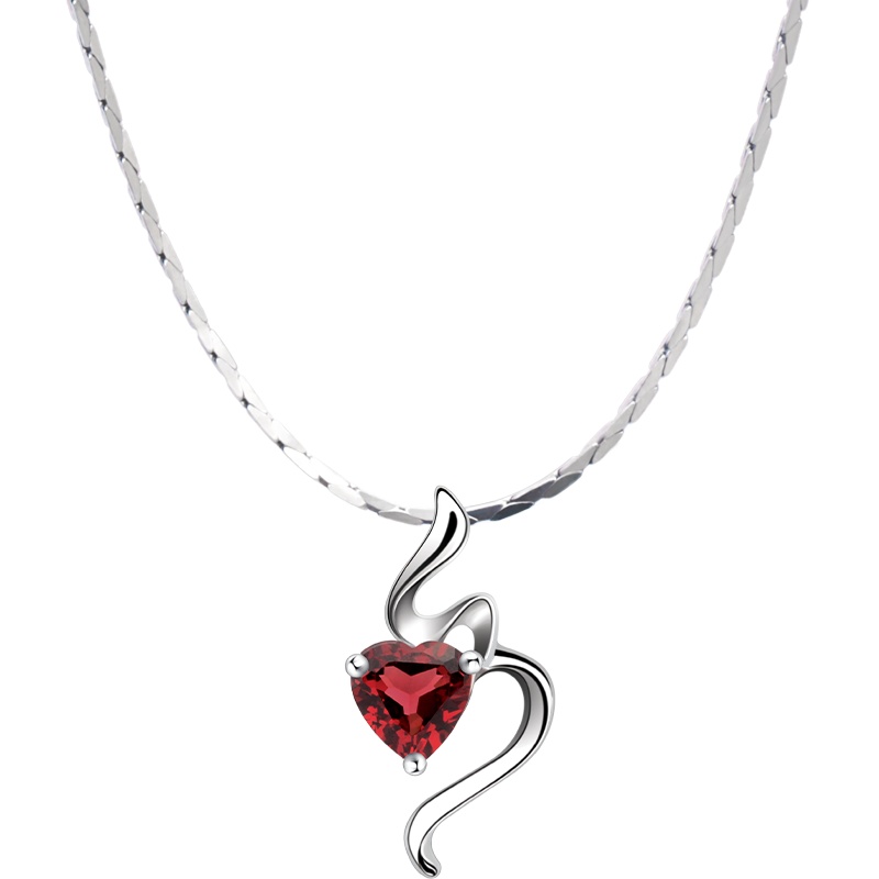 石头记心动天然石榴石吊坠短项链女925银锁骨链送女友送爱人