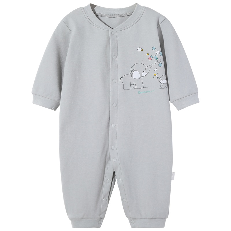 儿童连体睡衣春秋新款连体长袖纯棉男童宝宝婴儿家居服爬服