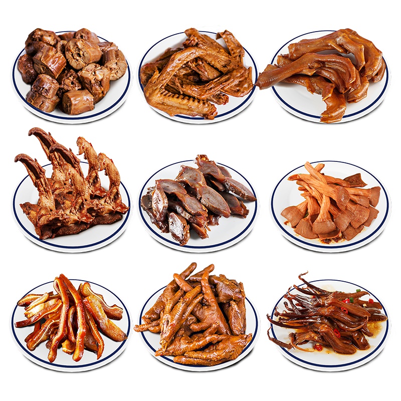 [蹦迪的鸭子锁藏]气调盒装卤鸭脖160g+鸭掌160g+鸡爪160g熟食卤味特产休闲零食小吃特产