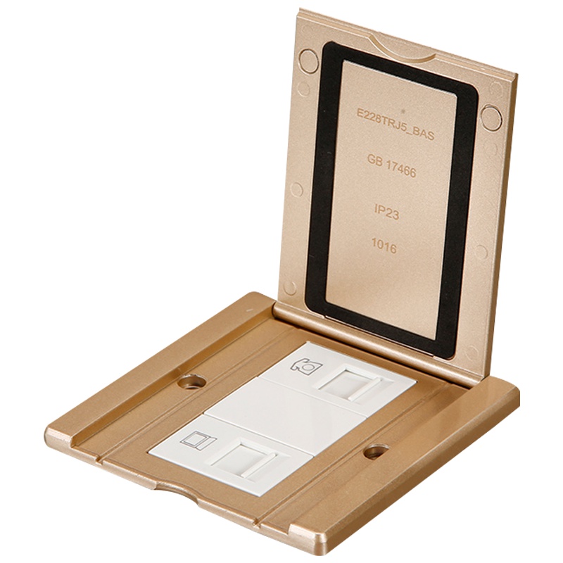 施耐德电气（Schneider Electric）香槟金 开启式电话+电脑地插