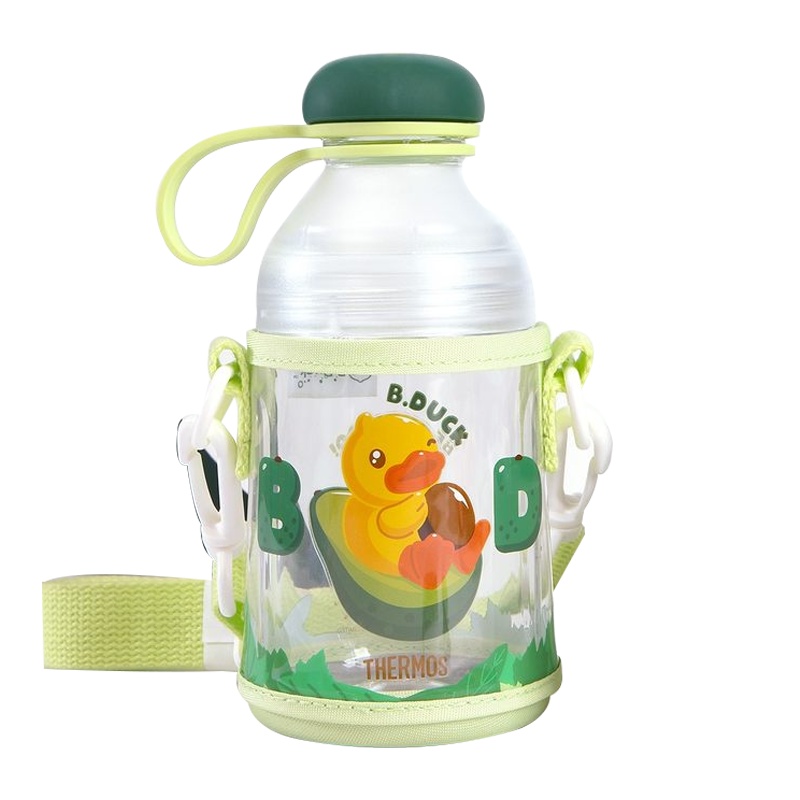 膳魔师THERMOS孕婴童水杯柠檬杯四季随行果汁杯便携手提带肩带小黄鸭TRITAN杯TCSE-403BDuck(菠萝)