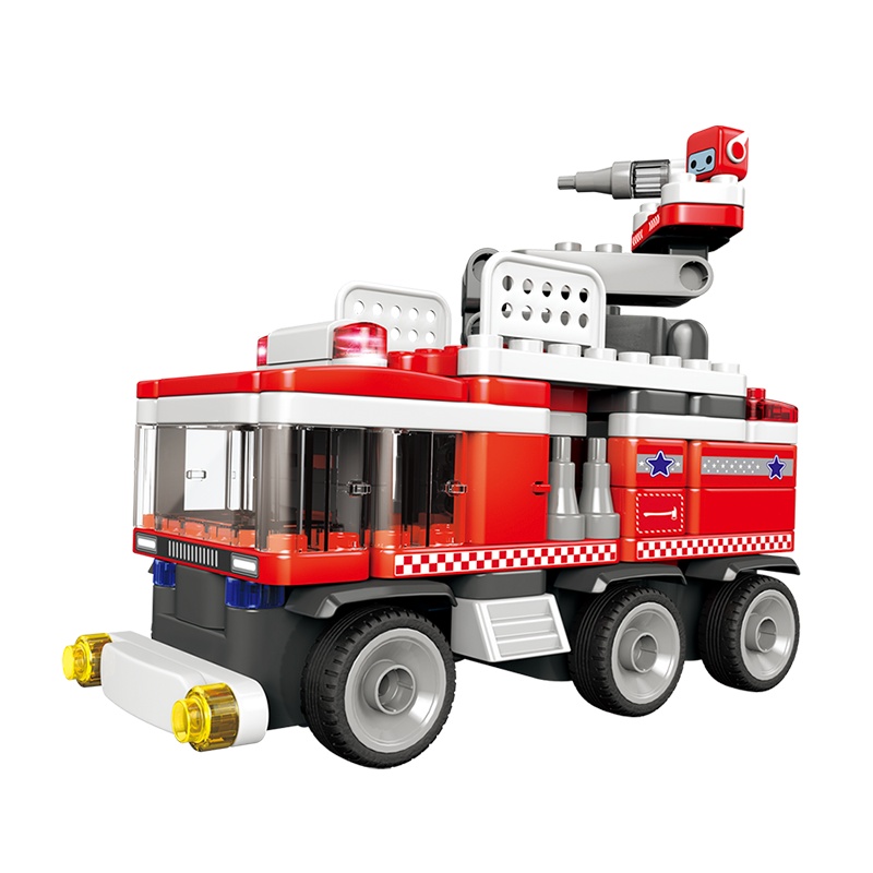 百变布鲁可百变消防车男孩女孩拼装布鲁克玩具拼插积木