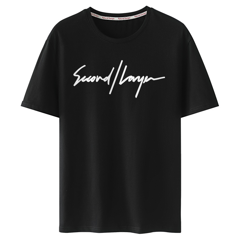 鸭鸭（100%棉） 夏季男士短袖t恤纯棉圆领青年上衣字母印花