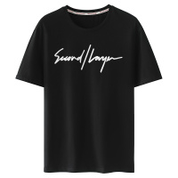 鸭鸭（100%棉） 夏季男士短袖t恤纯棉圆领青年上衣字母印花