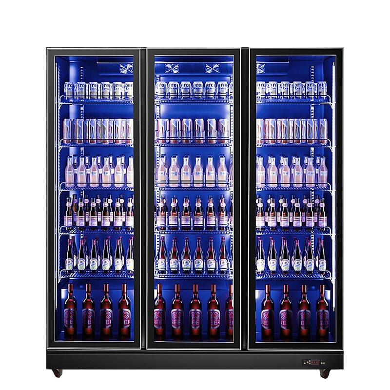 乐创(lecon)展示柜冷藏饮料啤酒柜便利店超市冰箱酒吧夜店大容量回弹门蓝光风冷三门1000L LC-ZSG053