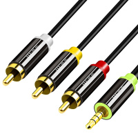 晶华 AV一分三复合线 3.5mm-3RCA音视频 网络机顶盒魔盒电视音箱电脑小米盒子连接线合金款A420