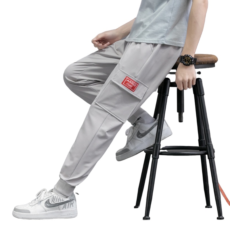 茜靓CHYLLIRN2021工装裤男潮牌春季日系复古纯色束脚裤潮流百搭宽松休闲裤