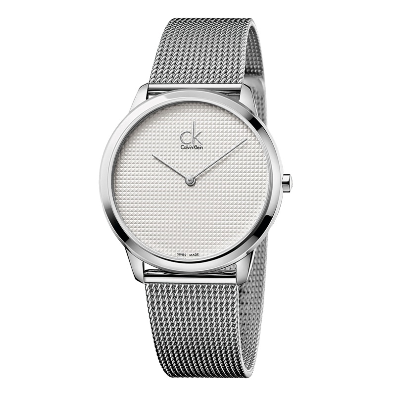 CK手表 米兰编织钢带防水石英表 白底 男表K3M2112Y