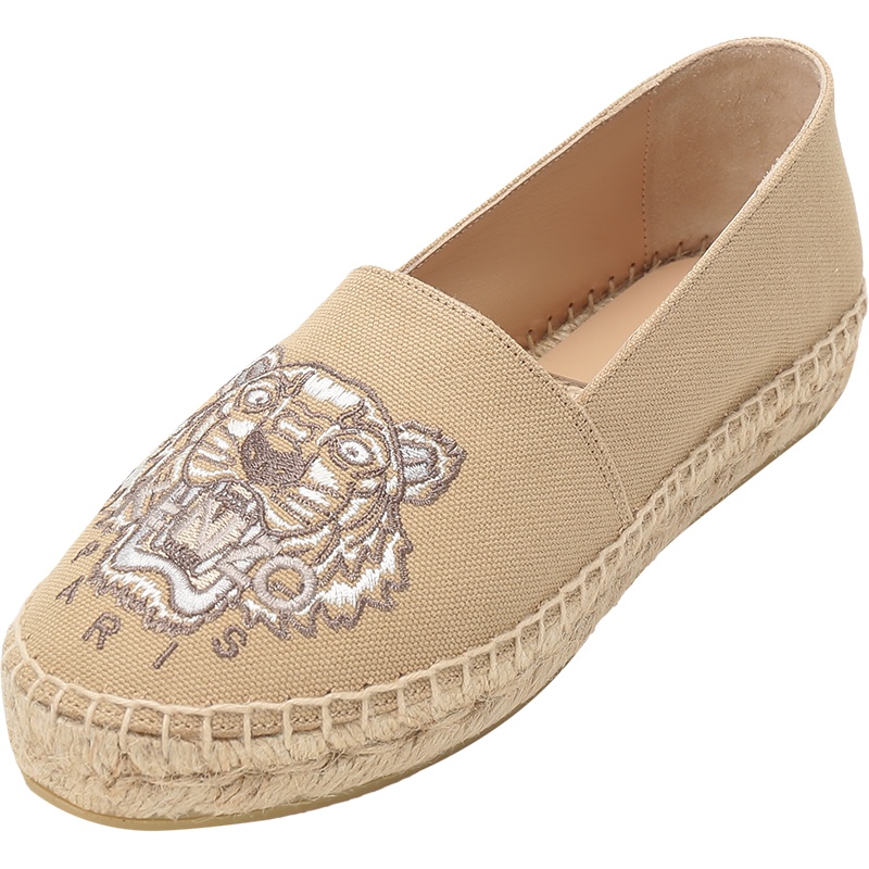 KENZO 高田贤三 女士 织物麻编渔夫鞋平底鞋休闲鞋 FB5 2ES180 F70