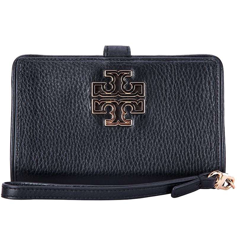 TORY BURCH 托里·伯奇 商务简约女士黑色皮质中长款手拿包零钱包 39062 001