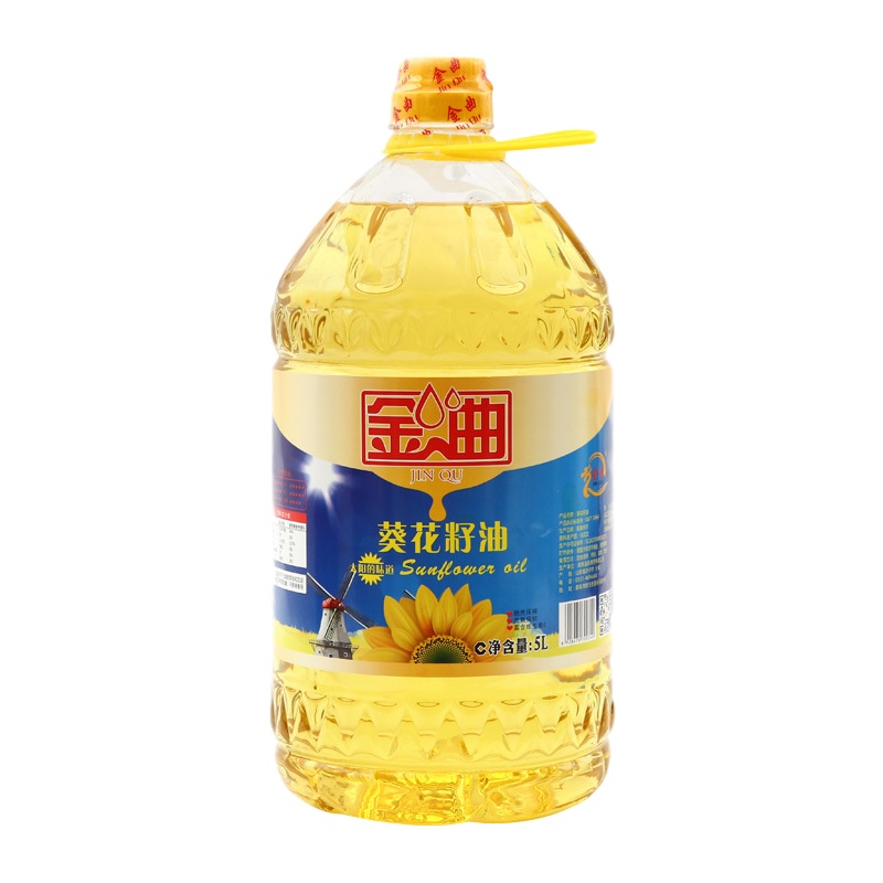 金曲葵花籽油压榨食用油葵花籽油5L家用营养 物理压榨