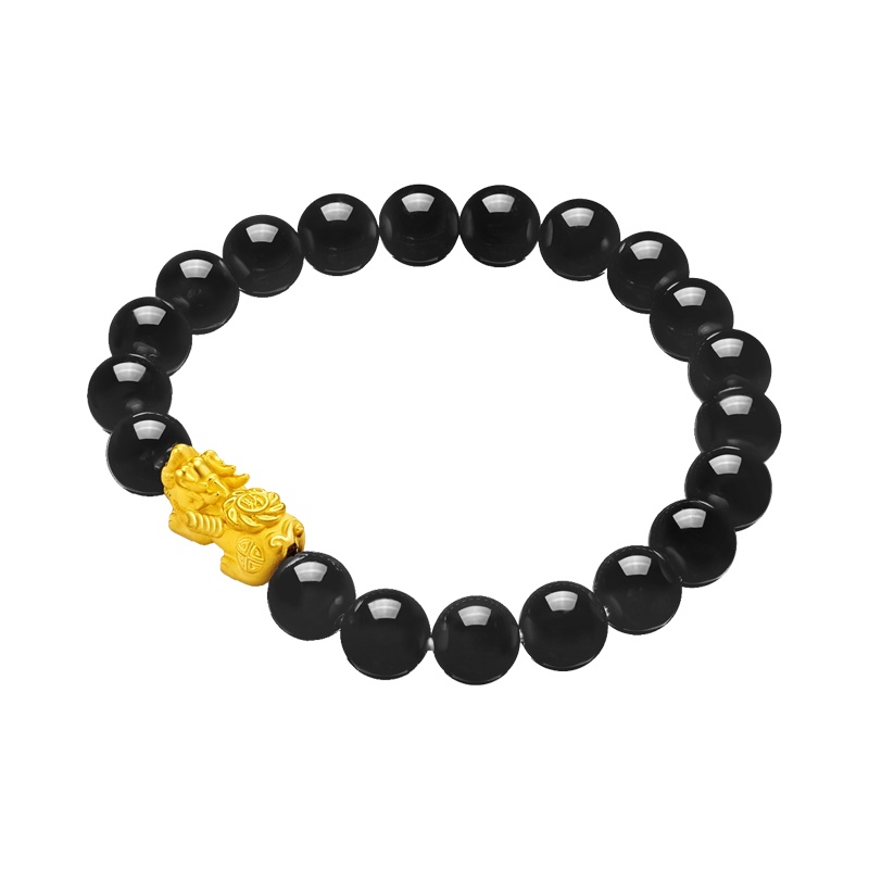 周大福 八方来财 貔貅 足金玉髓弹力绳手链/手串R24680