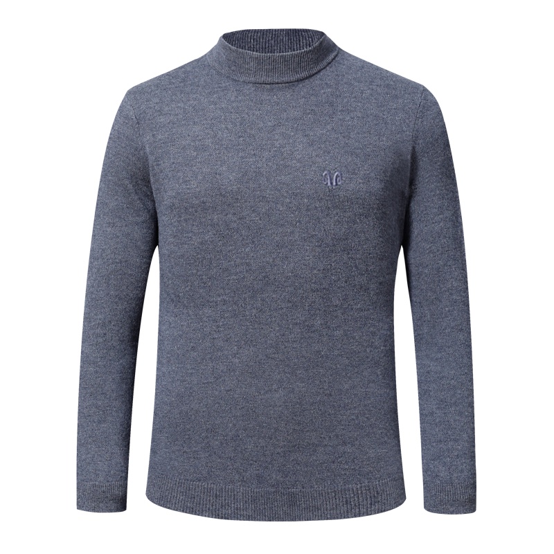 恒源祥男士羊毛衫秋冬新款半高圆领套头毛衣中老年商务休闲针织上衣