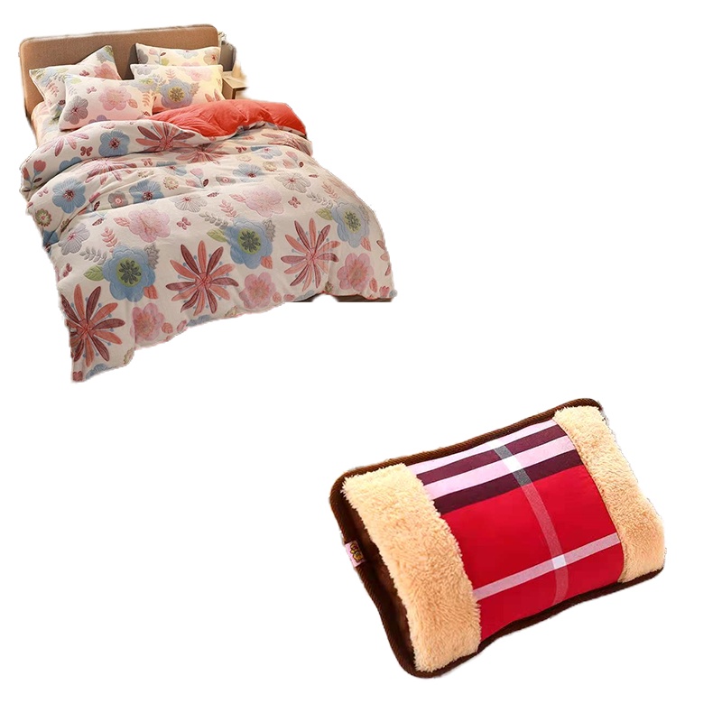 烈枫冬季被套毯子单双人保暖毯+充电热水袋