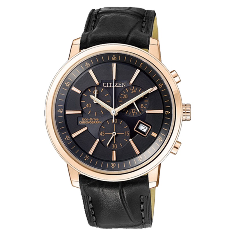 西铁城(CITIZEN)手表 时尚光动能小牛皮表带男表 AT0496-07E