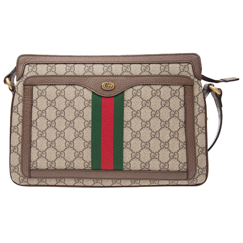 GUCCI 古驰 女士米色配乌木色高级人造帆布中号肩背包 523354-96IWT-8745