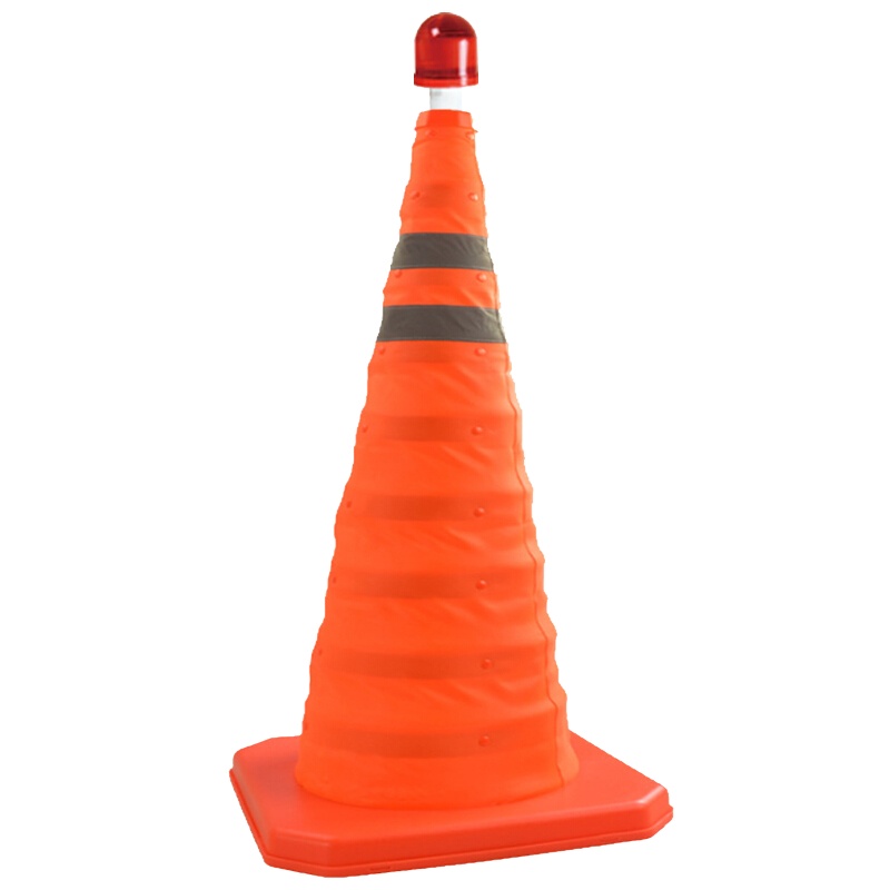 海斯迪克 HKLZ-1 便携折叠路锥 反光路锥 带警示灯 升降式反光锥应急路锥 50cm伸缩反光路锥