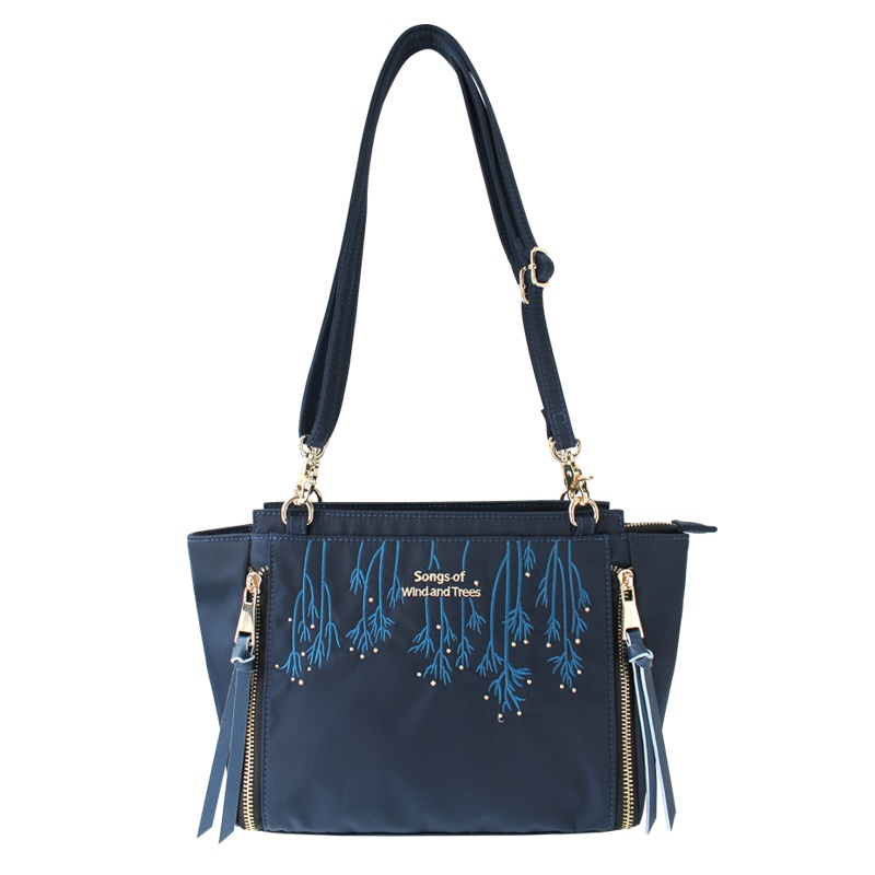 花间公主风与树2021春季新款文艺刺绣包尼龙布女士单肩斜挎手提包