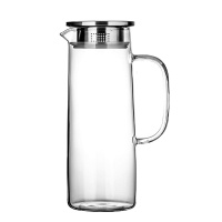 透明耐热高温凉开水扎杯盛水容器果汁瓶鸭嘴壶家用玻璃晒杯冷水壶 FENGHOU 1200ml+不锈钢过滤盖凉水壶