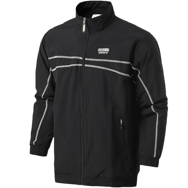 阿迪达斯三叶草男服外套夹克复古立领运动休闲服GI7437