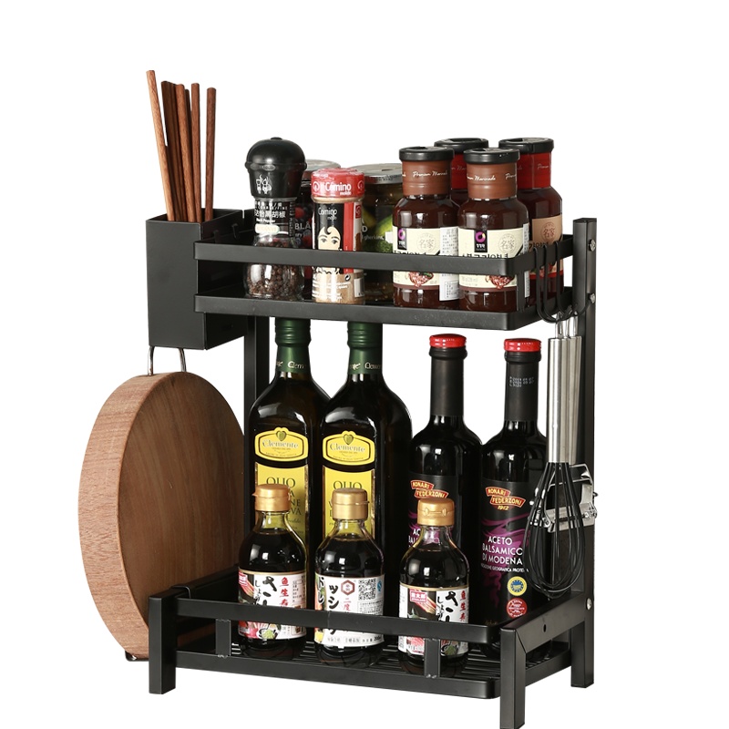 麦可可 304不锈钢厨房置物架多功能收纳调料架刀具刀架双层砧板筷子筒