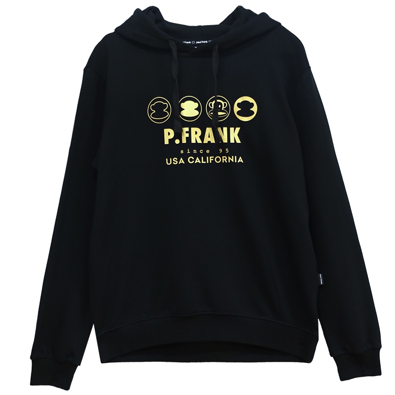 Paul Frank/大嘴猴春秋季新款卫衣女情侣装简约印花连帽百搭