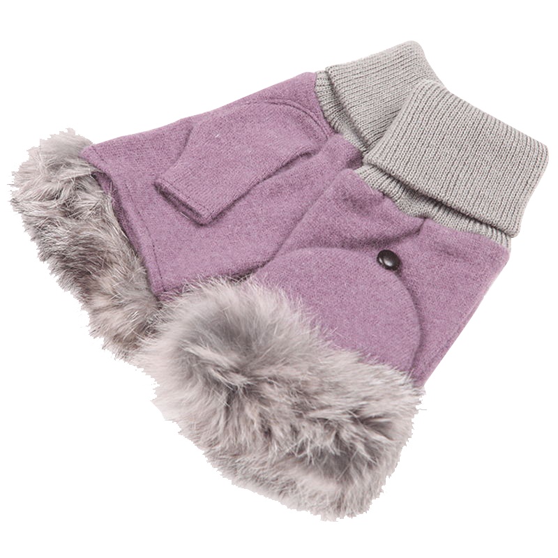 乐为毛线手套女士冬季可爱半指羊毛手套秋冬季天露指翻盖两用兔毛口学生户外保暖 L10FD169