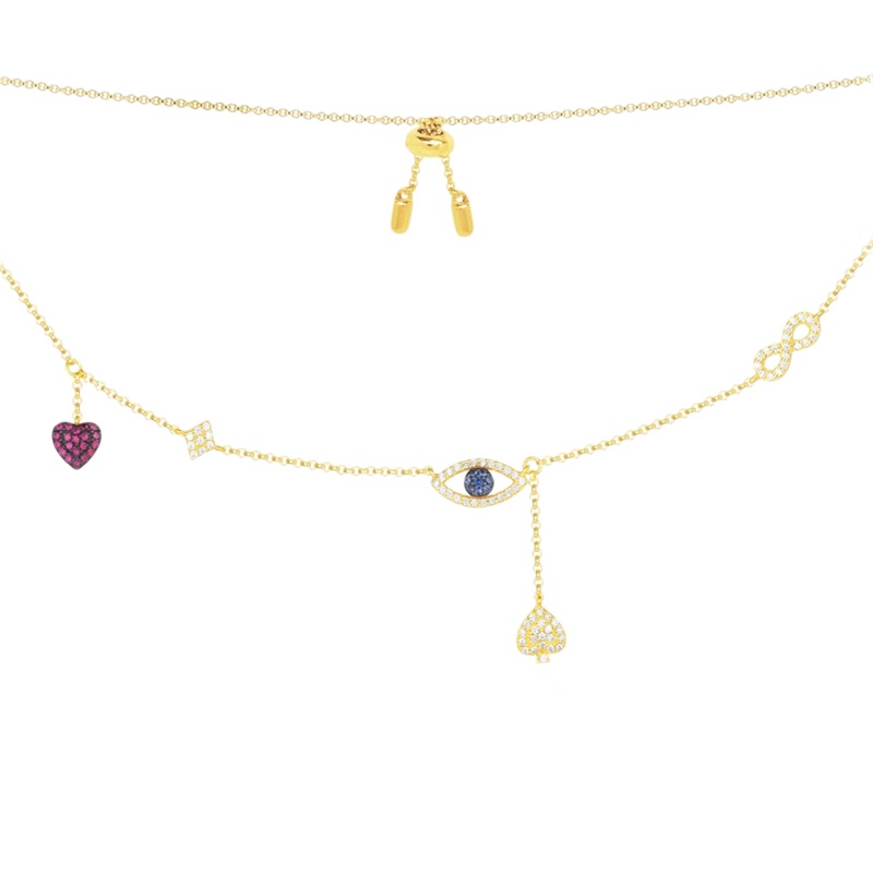 APM MONACO 限量版女士金色925银镶晶钻幸运符项链 AC3514Y